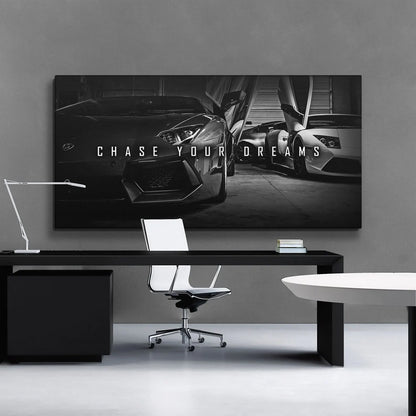 High Quality Motivational Quote Sports Car Poster  Canvas Art for Living Room Bedroom Office Wall Decor