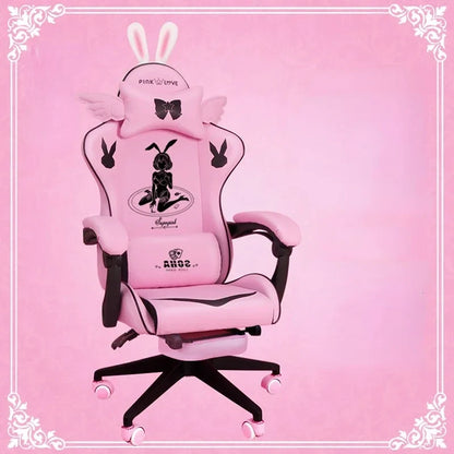 Pink gaming  High-quality girls cartoon home live Gamer  comfortable Swivel  Adjustable office computer Chair