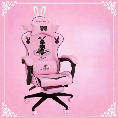 Pink gaming  High-quality girls cartoon home live Gamer  comfortable Swivel  Adjustable office computer Chair