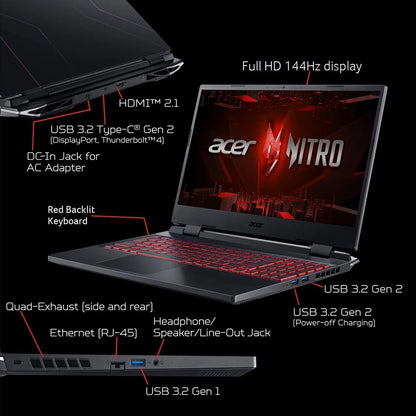 Nitro 5 Gaming Laptop, 15.6" FHD IPS 144Hz Display, 12Th Gen Intel 12-Core I5-12500H, Geforce RTX 3050, 64GB RAM, 2TB SSD, Thunderbolt 4, Backlit Keyboard, Wifi6, Mytrix HDMI Cable, Win 11 Pro