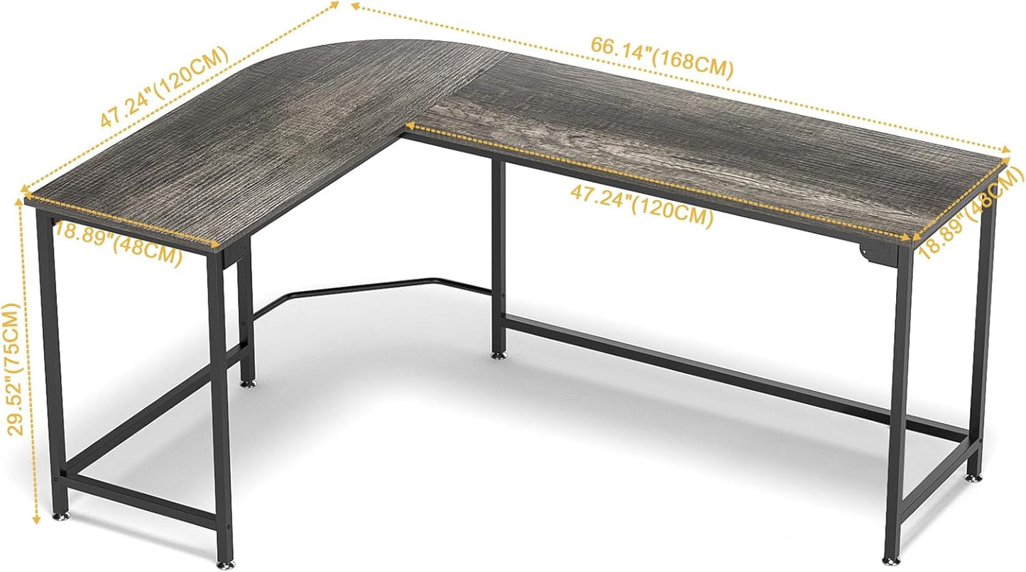 Modern L Shaped Gaming Desk 66'' Corner Computer Desk for Home Office Gaming Table Study Writing Workstation for Small Space, Easy to Assemble
