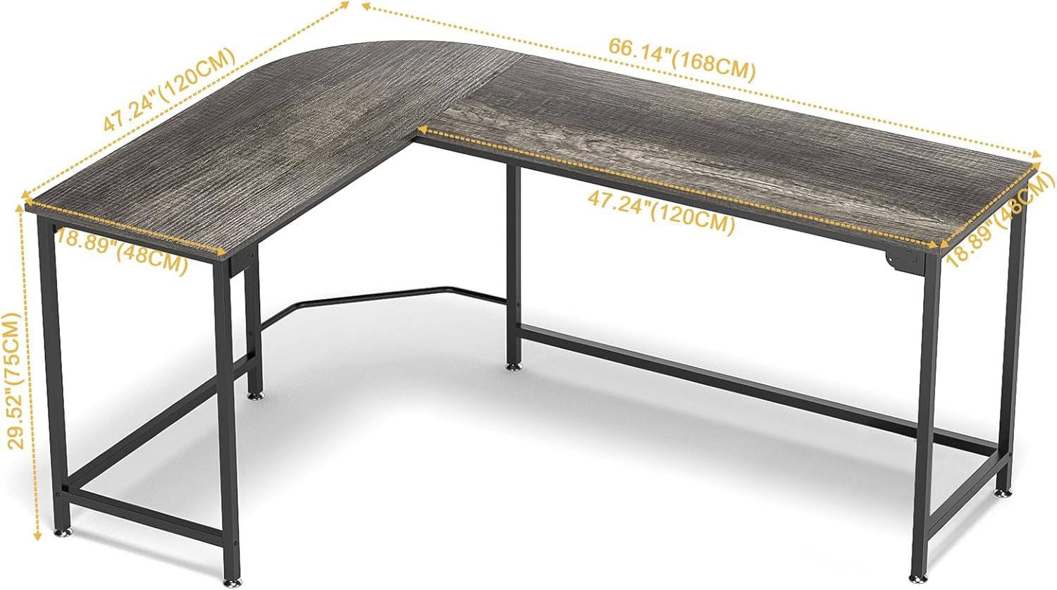 Modern L Shaped Gaming Desk 66'' Corner Computer Desk for Home Office Gaming Table Study Writing Workstation for Small Space, Easy to Assemble