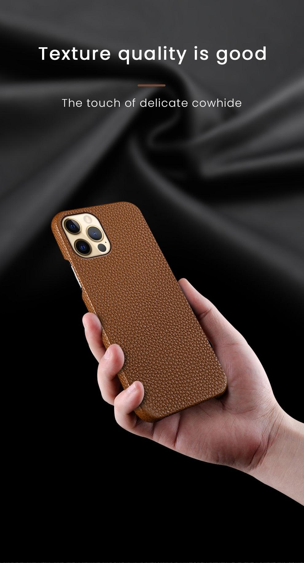Orange Genuine Leather iPhone Case – product view 15
