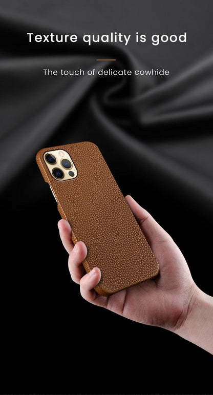 Orange Genuine Leather iPhone Case – product view 15