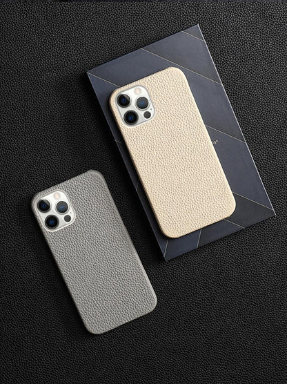 Orange Genuine Leather iPhone Case