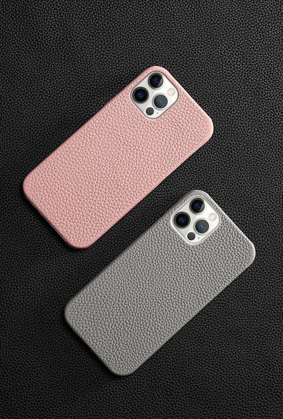 Orange Genuine Leather iPhone Case