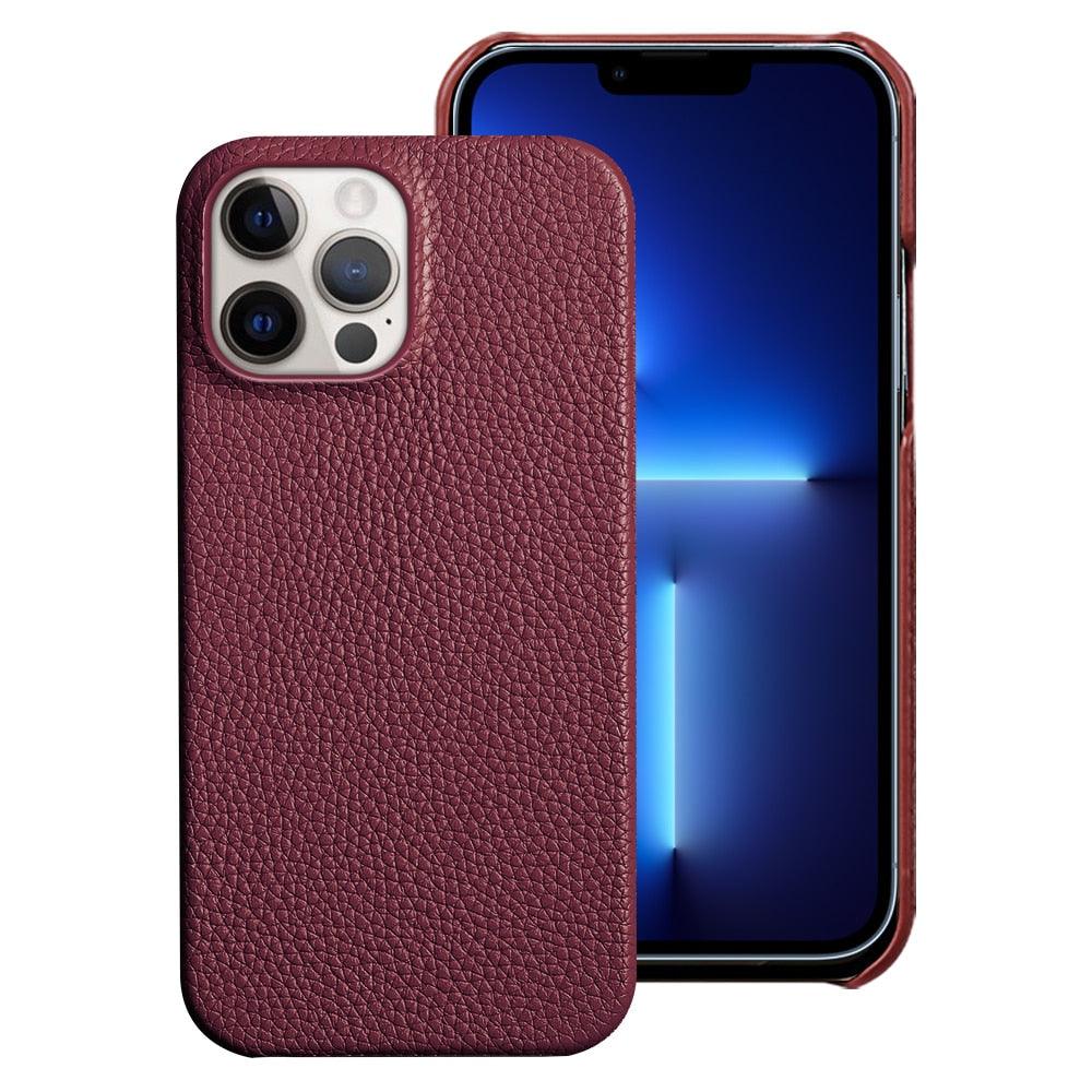 Orange Genuine Leather iPhone Case – product view 12