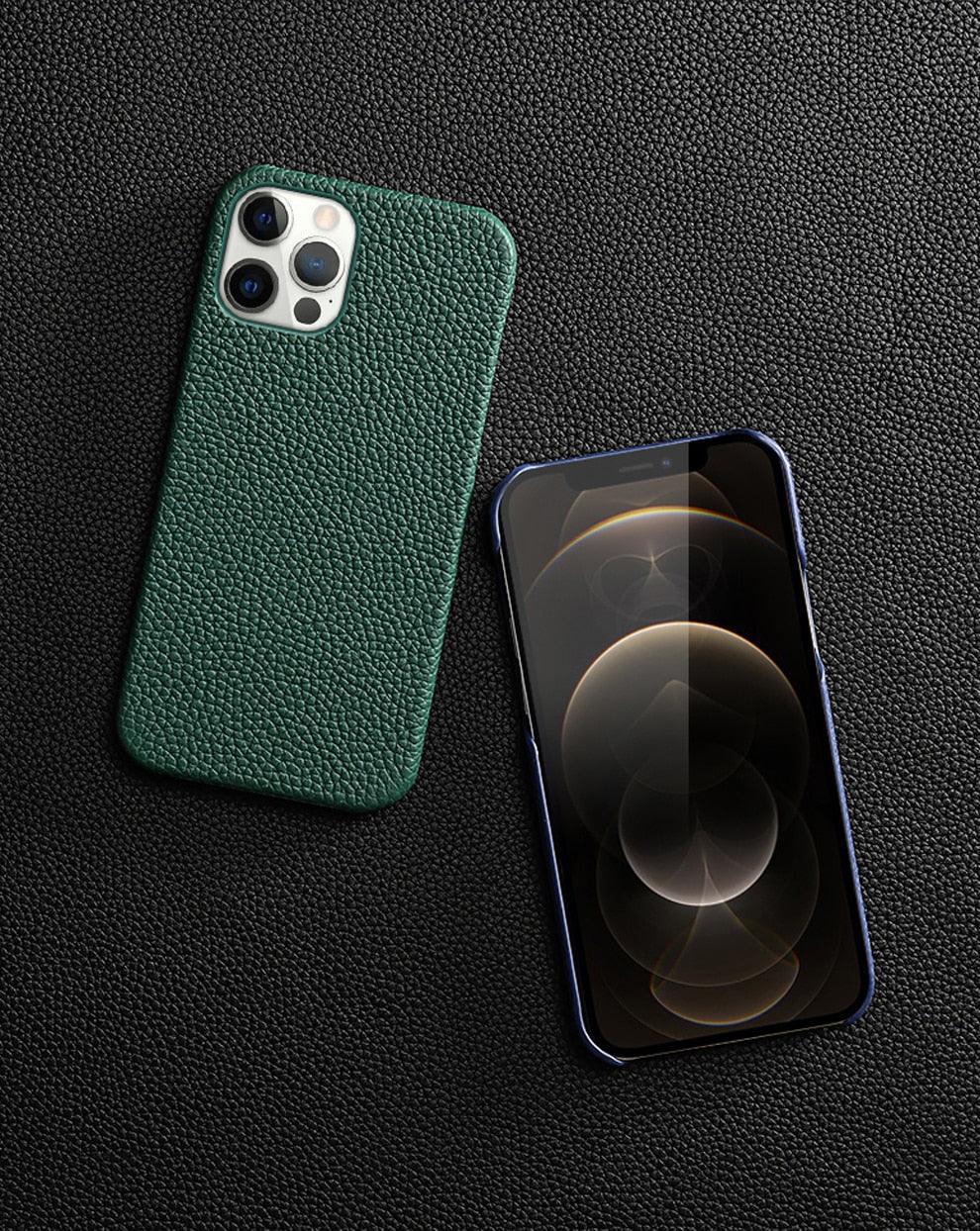 Orange Genuine Leather iPhone Case