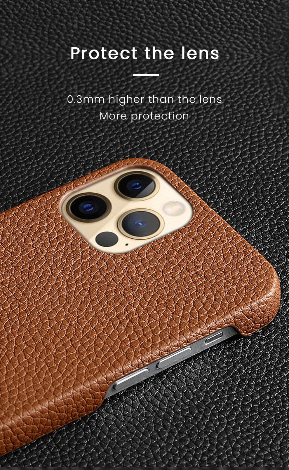 Orange Genuine Leather iPhone Case – product view 16