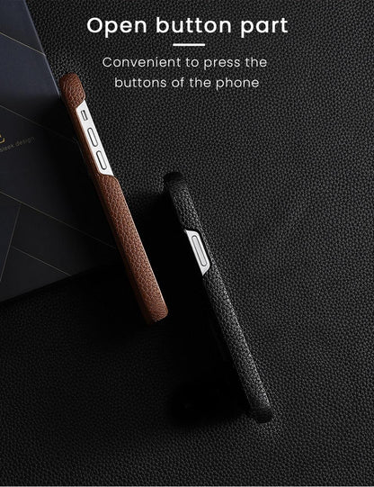 Orange Genuine Leather iPhone Case – product view 18