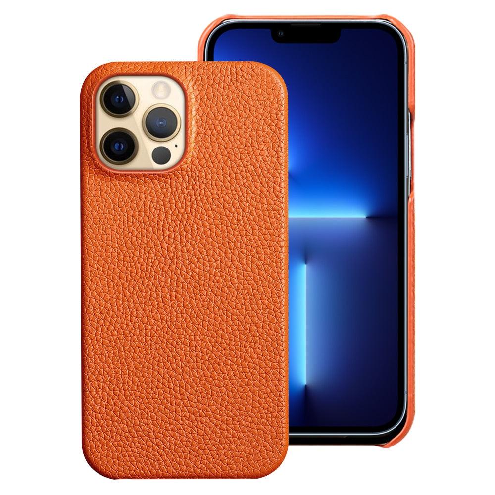 Orange Genuine Leather iPhone Case – product view 10