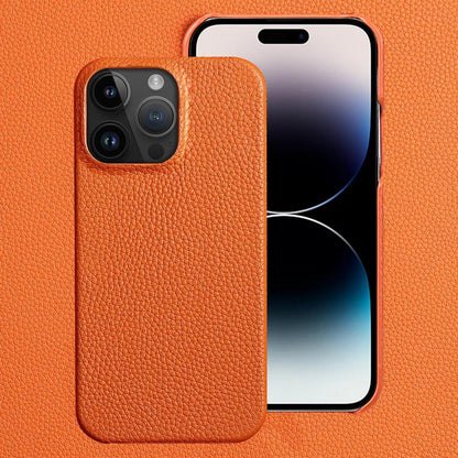 Orange Genuine Leather iPhone Case