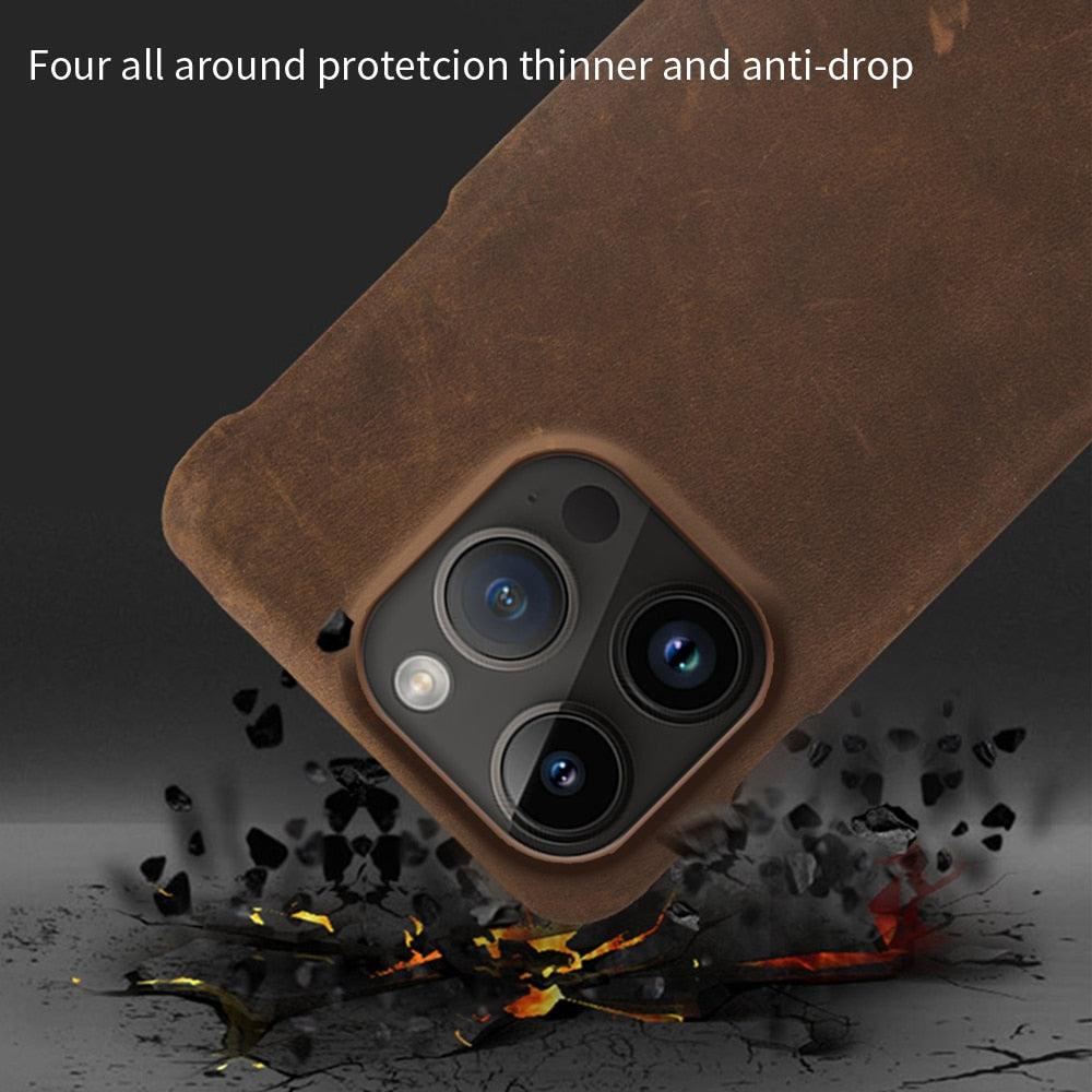 Brown Genuine Leather iPhone Case – product view 5