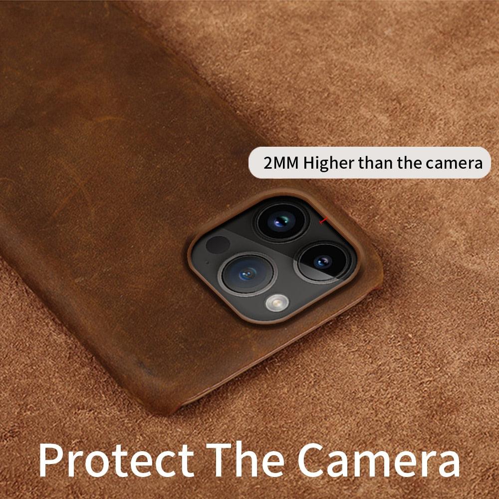 Brown Genuine Leather iPhone Case – product view 4