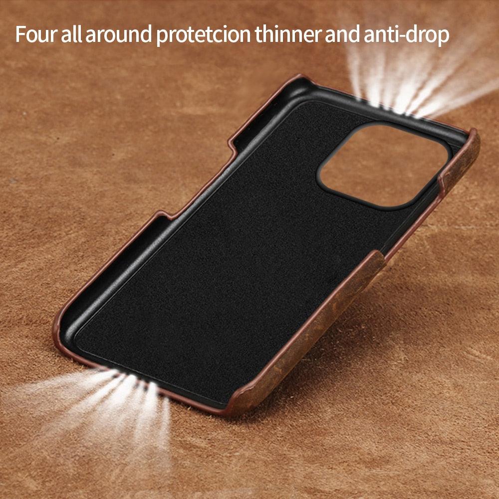 Brown Genuine Leather iPhone Case – product view 3