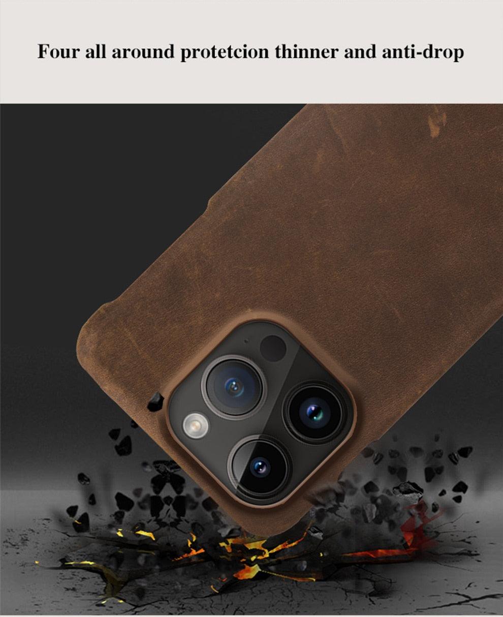 Brown Genuine Leather iPhone Case – product view 17