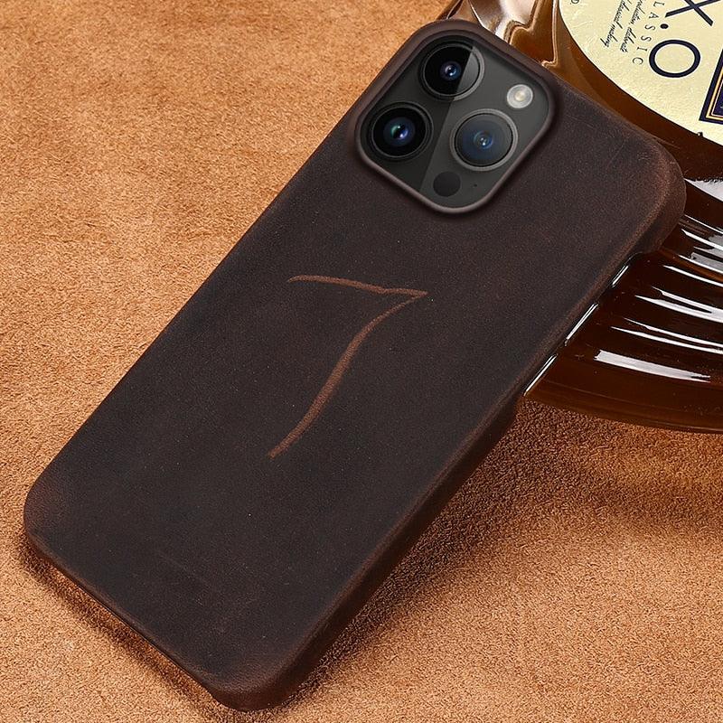 Brown Genuine Leather iPhone Case – product view 9