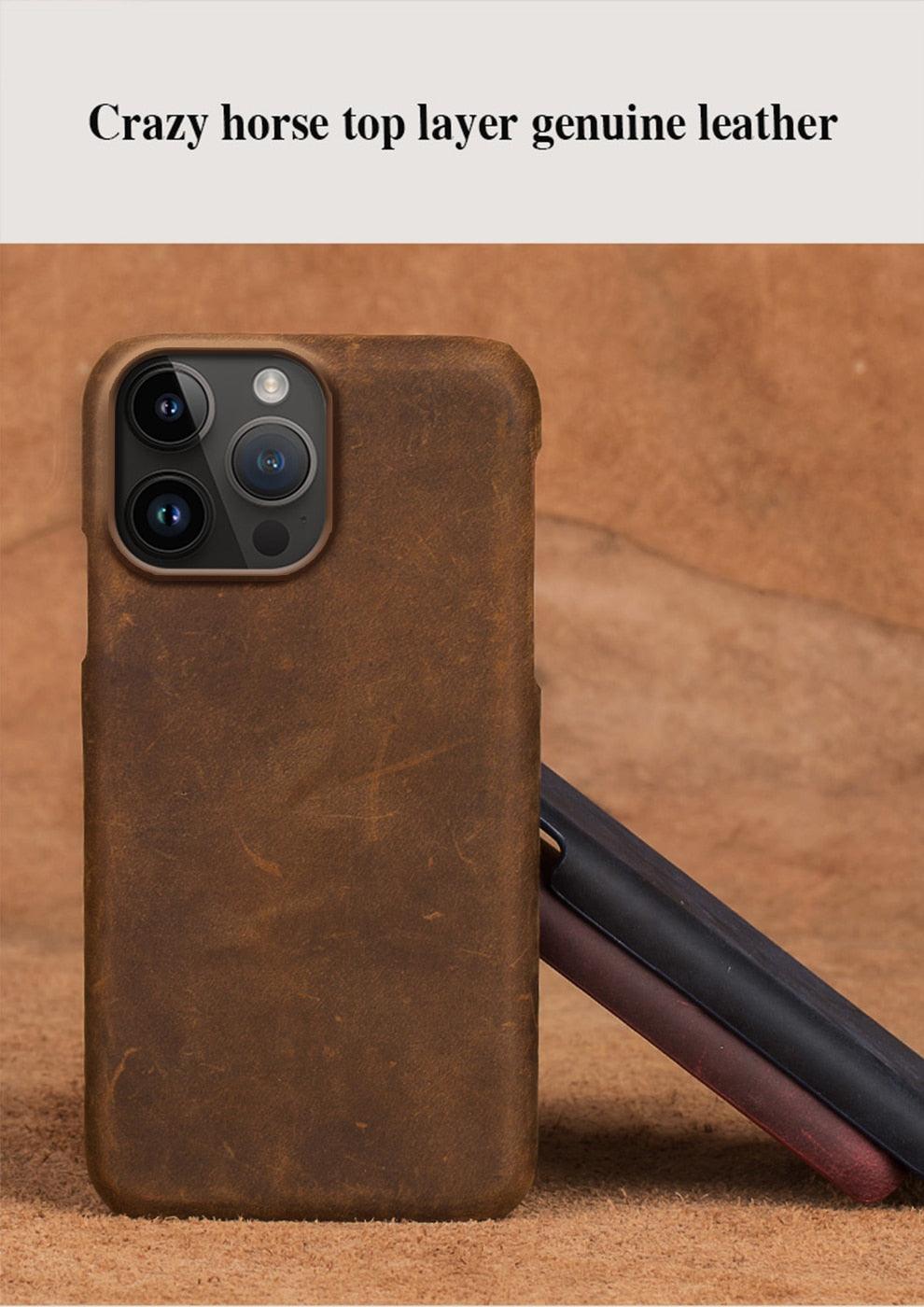 Brown Genuine Leather iPhone Case – product view 13