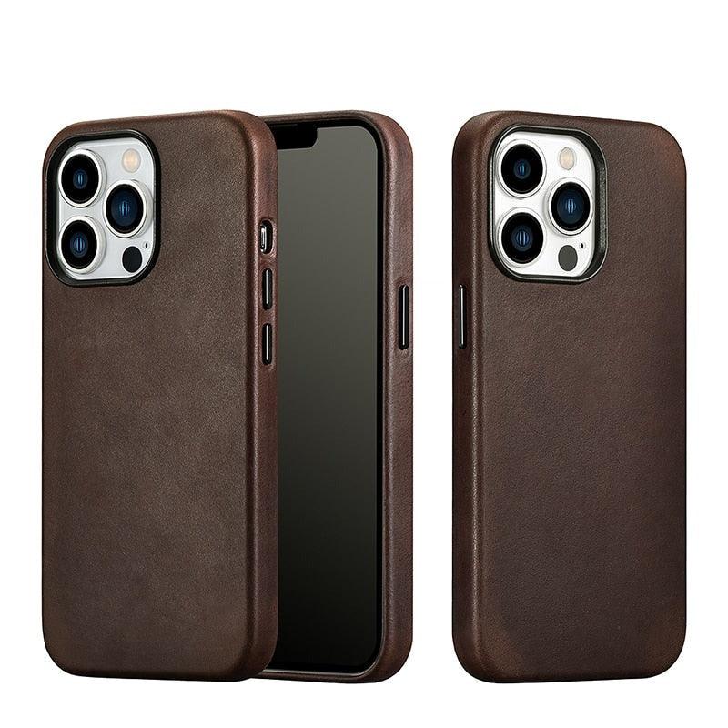 Magnetic-Charging Leather iPhone Case