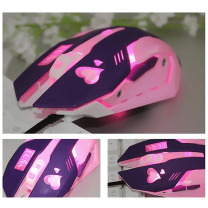 Cute Gaming USB Wired Mouse Girls Pink Computer Professional 2400 DPI Mouse Colorful Silent Mouse For PC