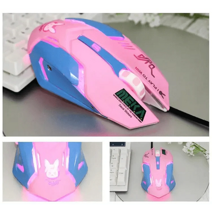 Cute Gaming USB Wired Mouse Girls Pink Computer Professional 2400 DPI Mouse Colorful Silent Mouse For PC