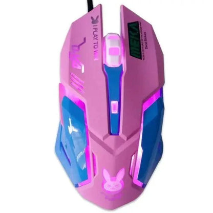Cute Gaming USB Wired Mouse Girls Pink Computer Professional 2400 DPI Mouse Colorful Silent Mouse For PC