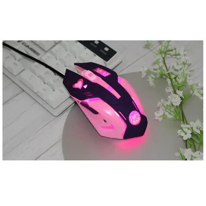 Cute Gaming USB Wired Mouse Girls Pink Computer Professional 2400 DPI Mouse Colorful Silent Mouse For PC