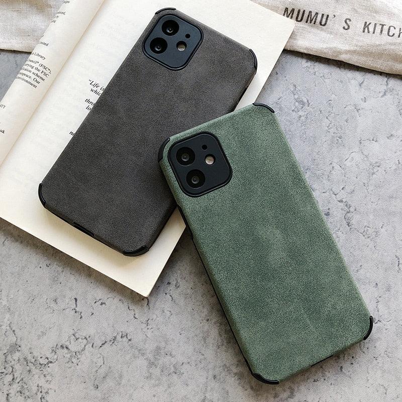 Black & Green Leather iPhone Case