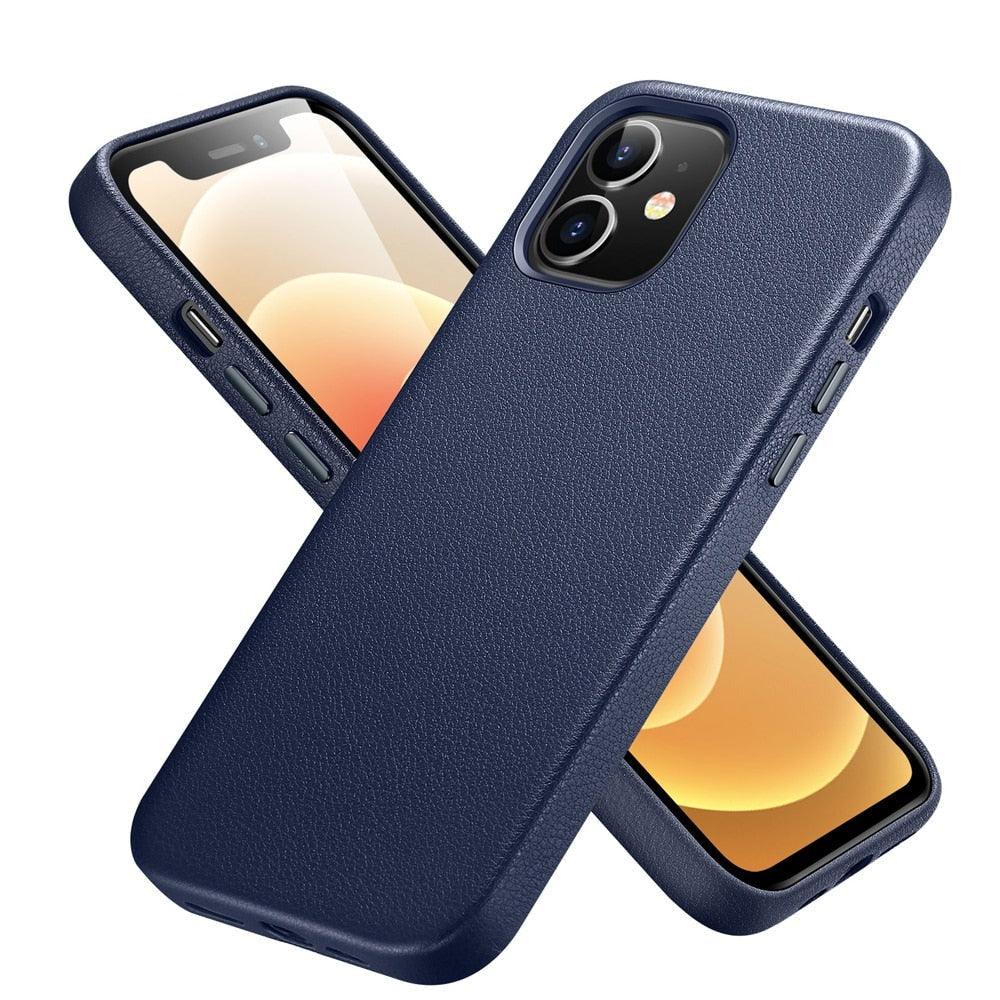 Black Leather iPhone 12 Case
