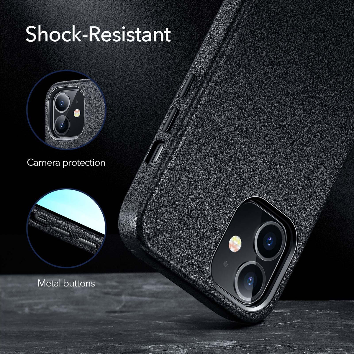 Black Leather iPhone 12 Case – product view 13