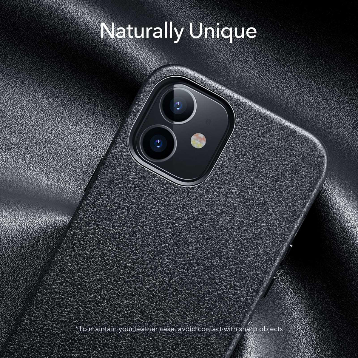 Black Leather iPhone 12 Case – product view 14