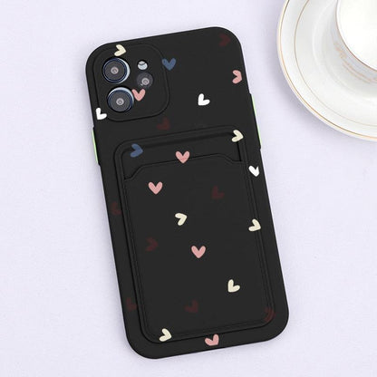 Floral Heart iPhone Case with Card Holder