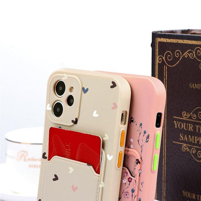 Floral Heart iPhone Case with Card Holder