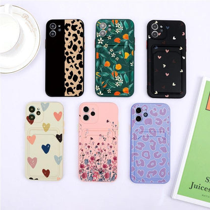 Floral Heart iPhone Case with Card Holder