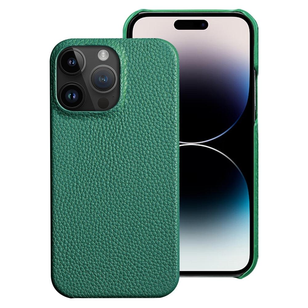 Neon Orange Genuine Leather iPhone Case – product view 11