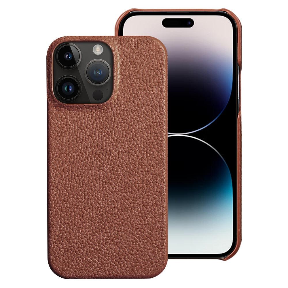 Neon Orange Genuine Leather iPhone Case – product view 9