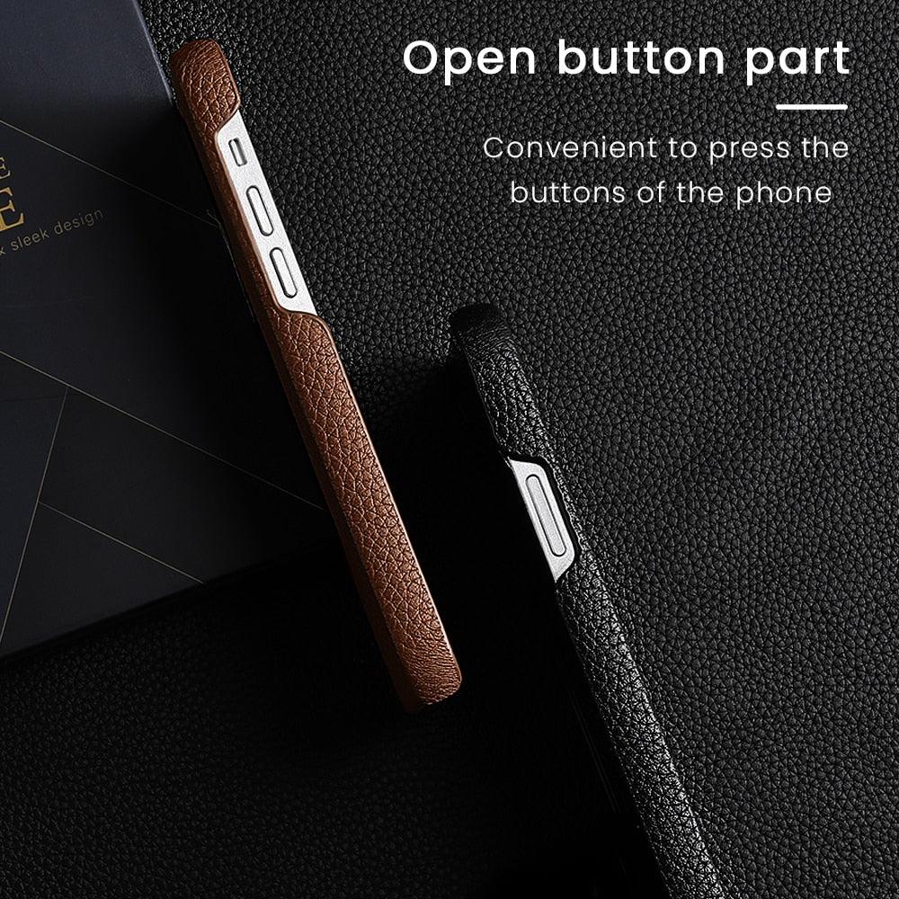 Neon Orange Genuine Leather iPhone Case – product view 4