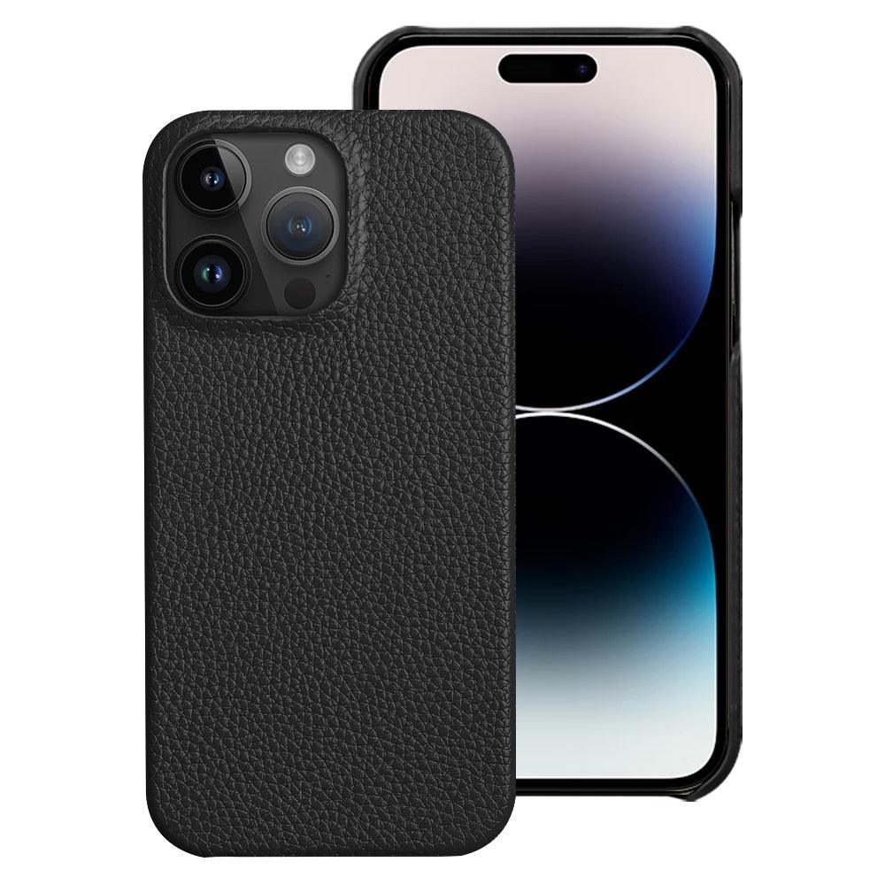 Neon Orange Genuine Leather iPhone Case – product view 7