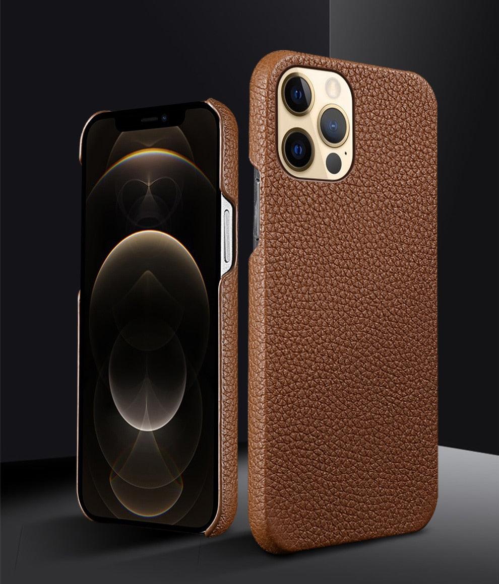 Neon Orange Genuine Leather iPhone Case – product view 16