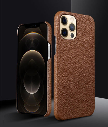Neon Orange Genuine Leather iPhone Case – product view 16