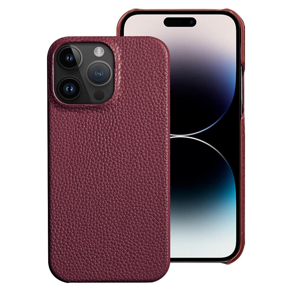 Neon Orange Genuine Leather iPhone Case – product view 14