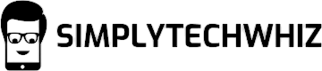 Logo of SimplyTechWhiz with a stylized person wearing glasses on a black background