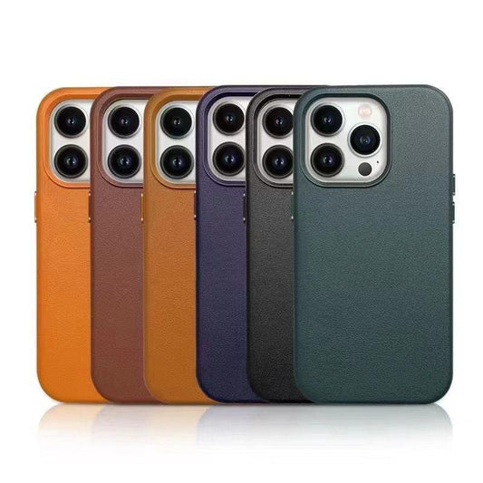 Magnetic Leather iPhone Case for Wireless Charging