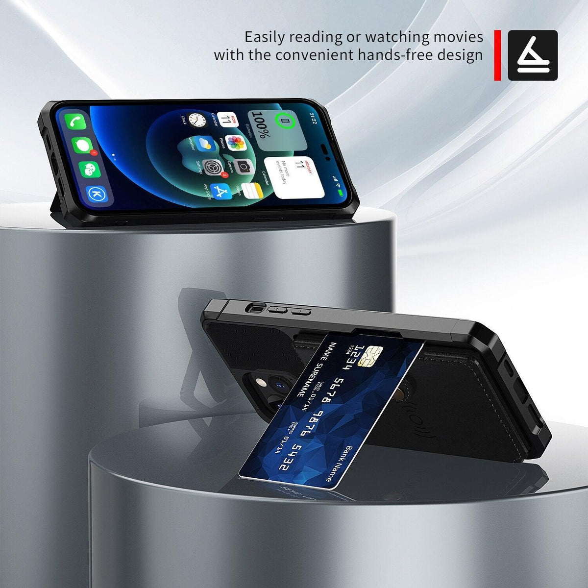 Magnetic Leather iPhone Wallet Case with Stand – product view 14