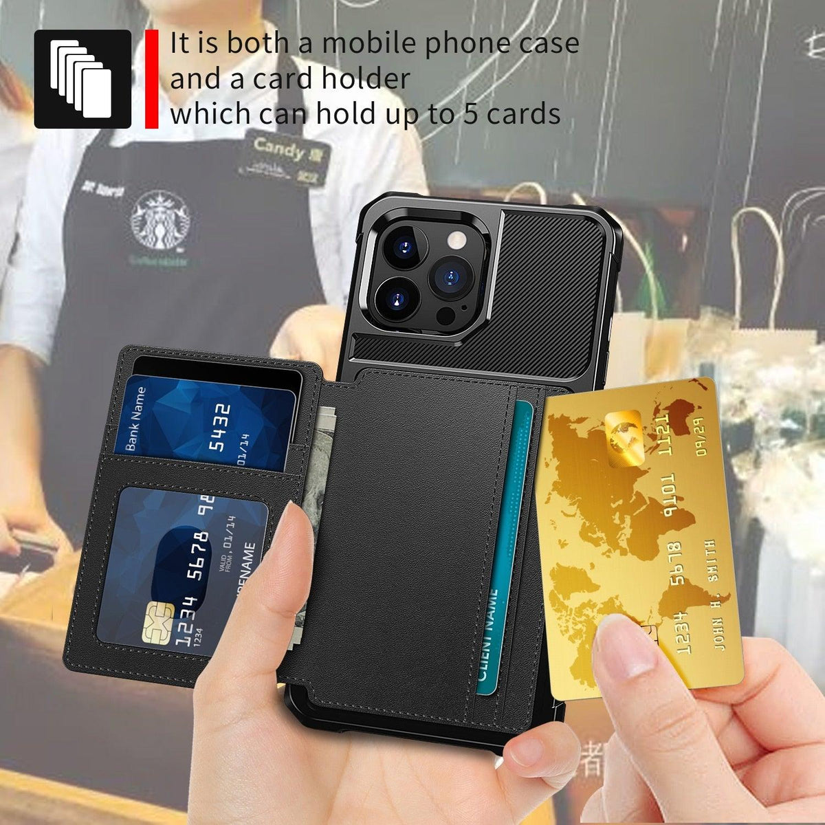 Magnetic Leather iPhone Wallet Case with Stand – product view 16