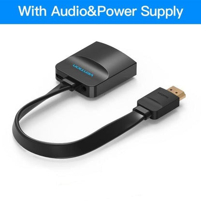 New HDMI To VGA Adapter Digital To Analog Video Audio Converter Cable Gold-Plated HDMI To VGA Adapter Black Design 1080p For Laptop TV Projector Gaming